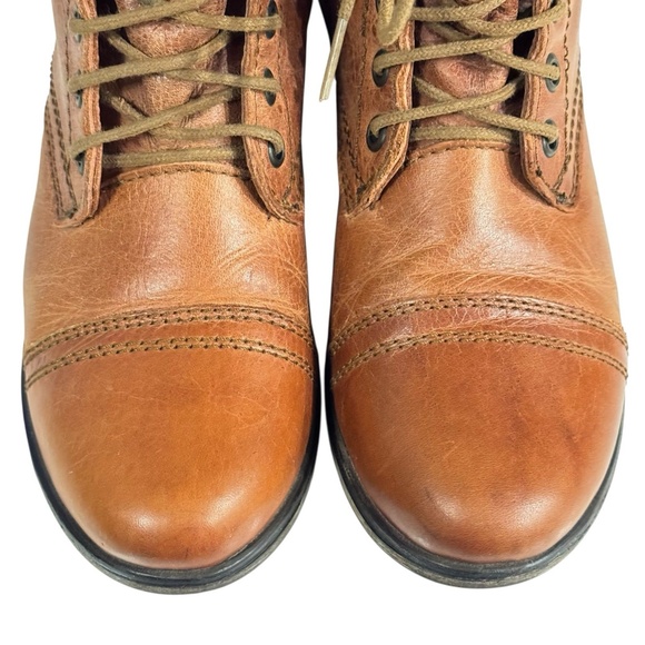 Steve Madden Women's Troopa Military Combat Boots Size 6.5 Brown Leather Cap Toe - Picture 9 of 12